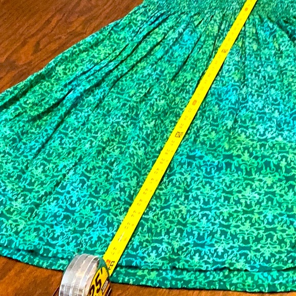 BLUE GINGER HAWAIIAN PRINT SMOCKED SCOOP NECK TOP MAXI DRESS.  Greens. XL - Picture 9 of 11